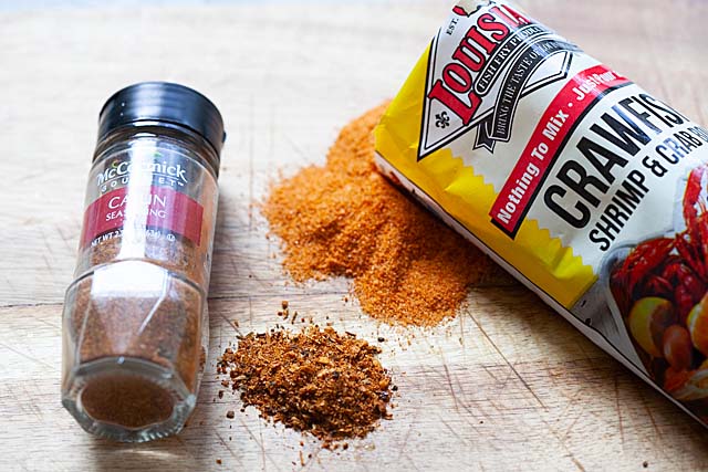 Crawfish boil seasoning: Louisiana Fish Fry Products Crawfish Shrimp and Crab Boil seasoning and cajun seasoning.