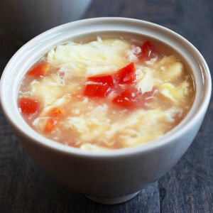 Tomato egg drop soup.