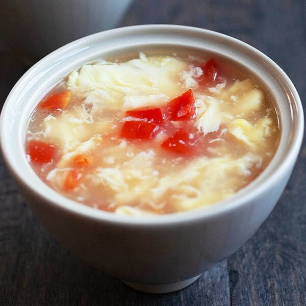 Tomato egg drop soup.