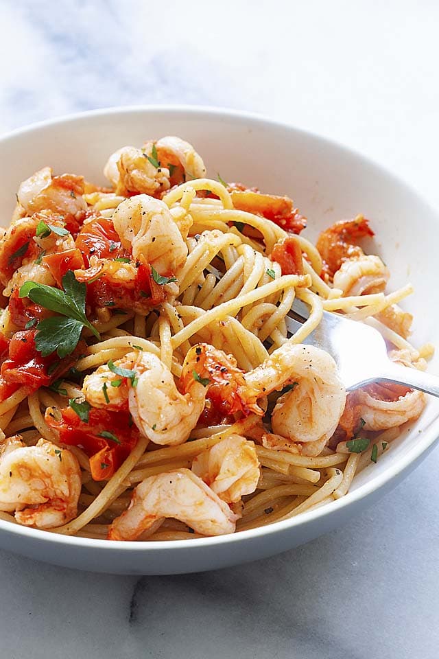Shrimp Pasta Recipes - Italian Shrimp Pasta - Rasa Malaysia