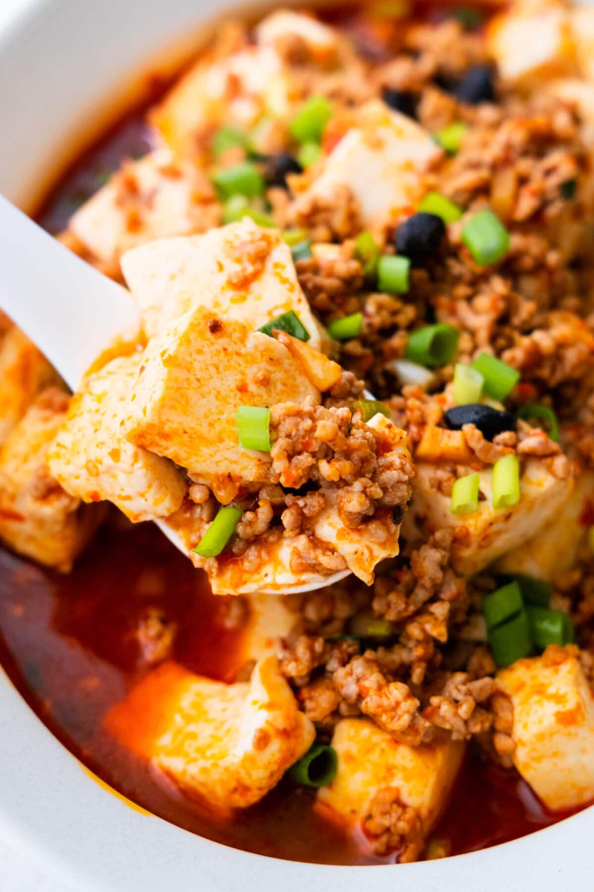 Numbing spicy mapo tofu with delicious tofu and meat.