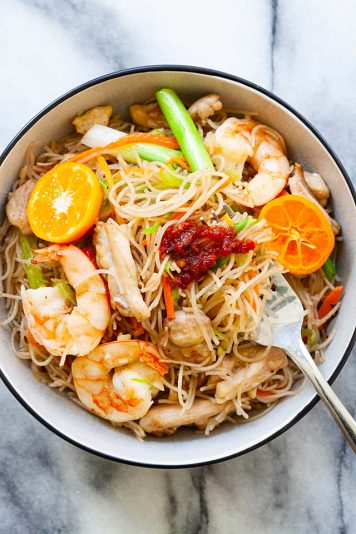 Pancit - Pancit Bihon - Filipino Rice Noodles - Rasa Malaysia