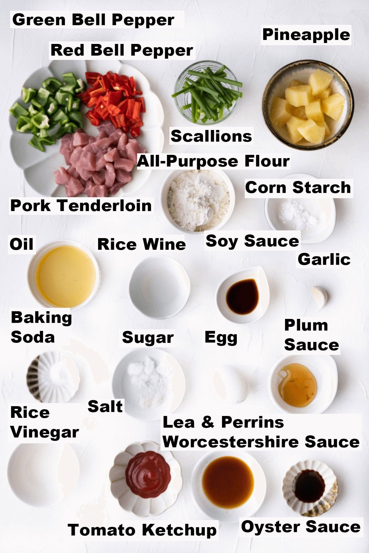 Sweet and sour pork ingredients. 