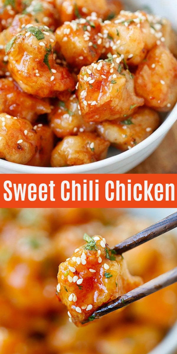 Sweet chili chicken is an easy recipe with crispy chicken and Thai sweet chili sauce. This chicken recipe is so good you will want to lick the plate | rasamalaysia.com