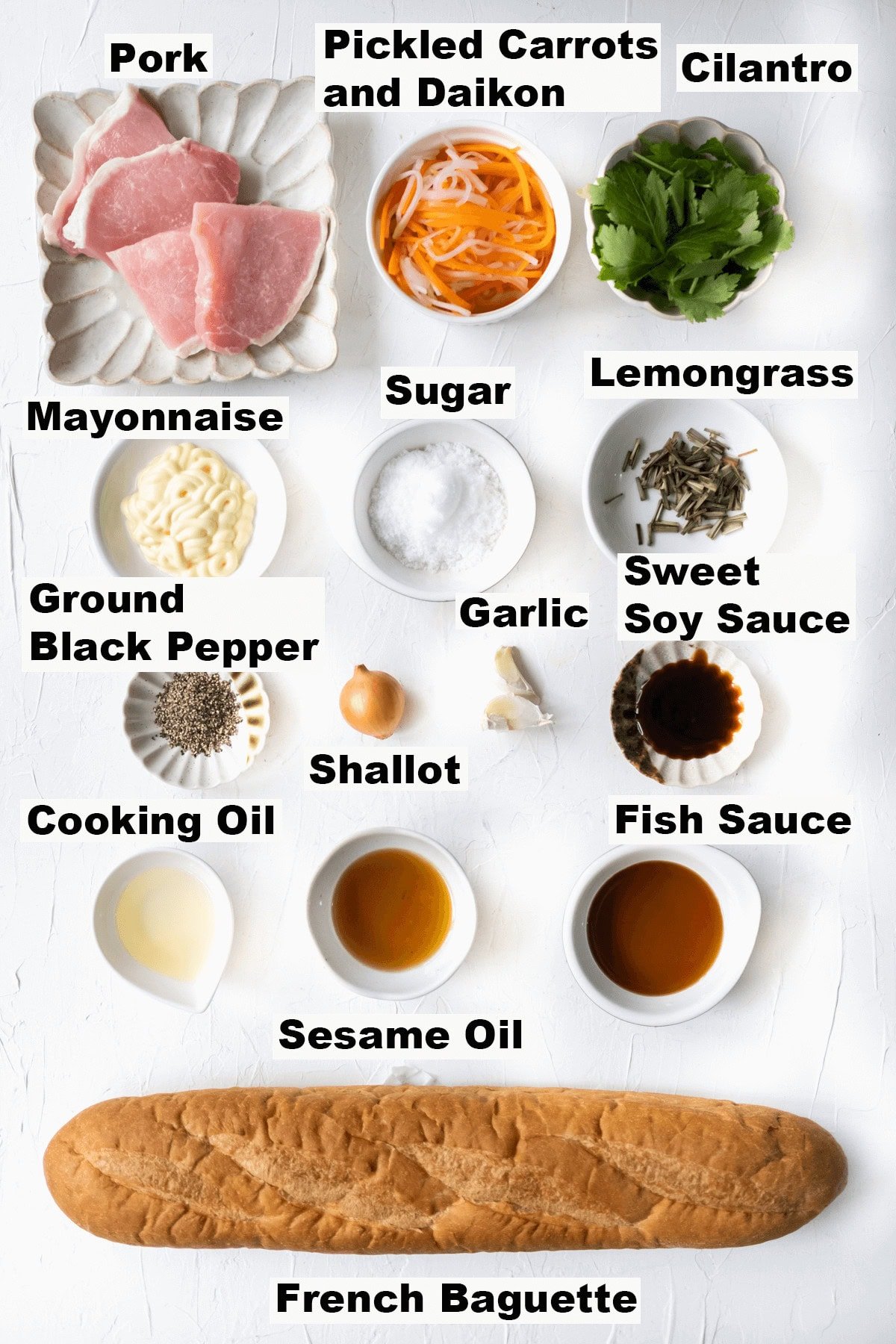 Ingredients for banh mi. 