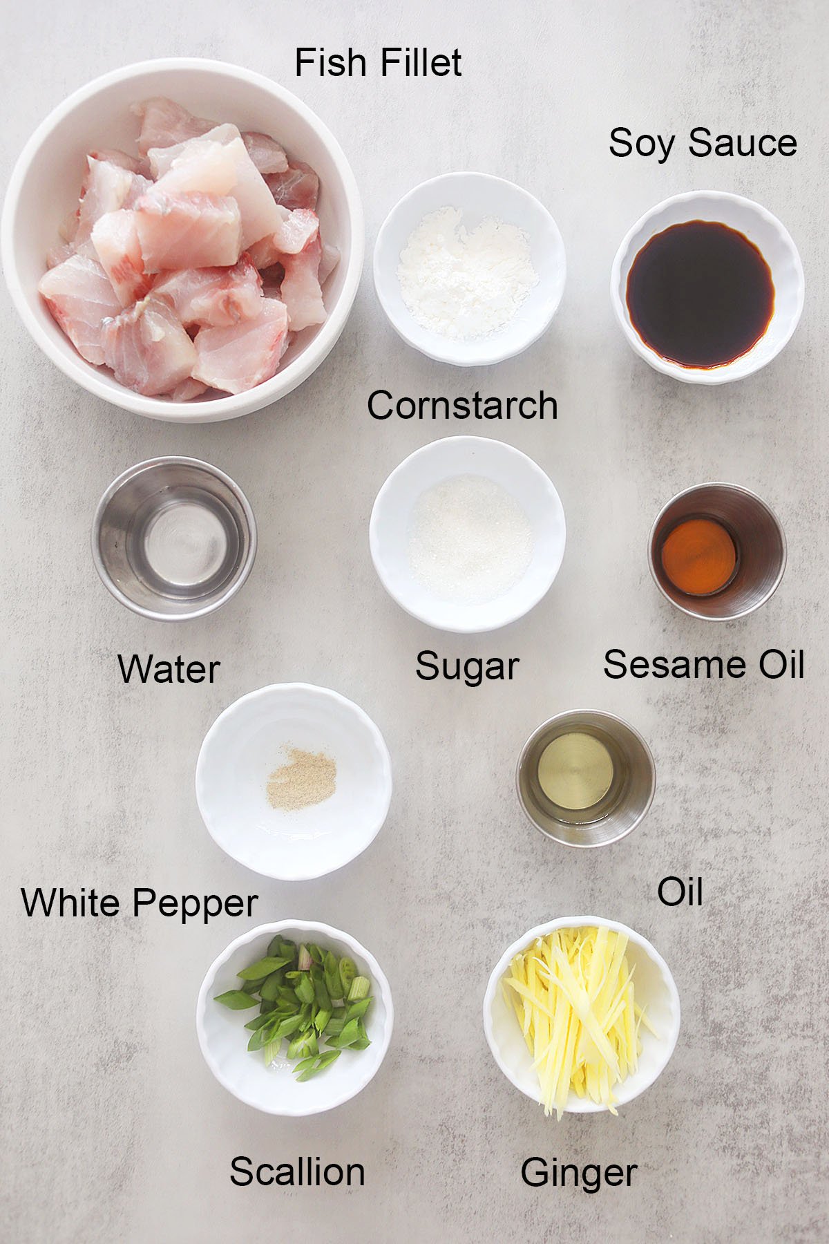 Ginger soy fish ingredients. 