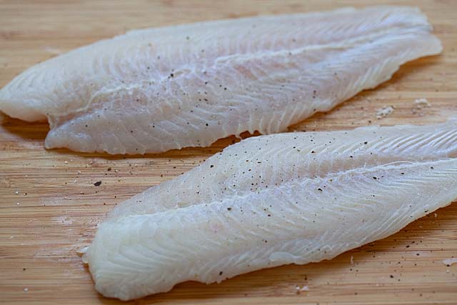 Raw seasoned swai fish from Walmart.