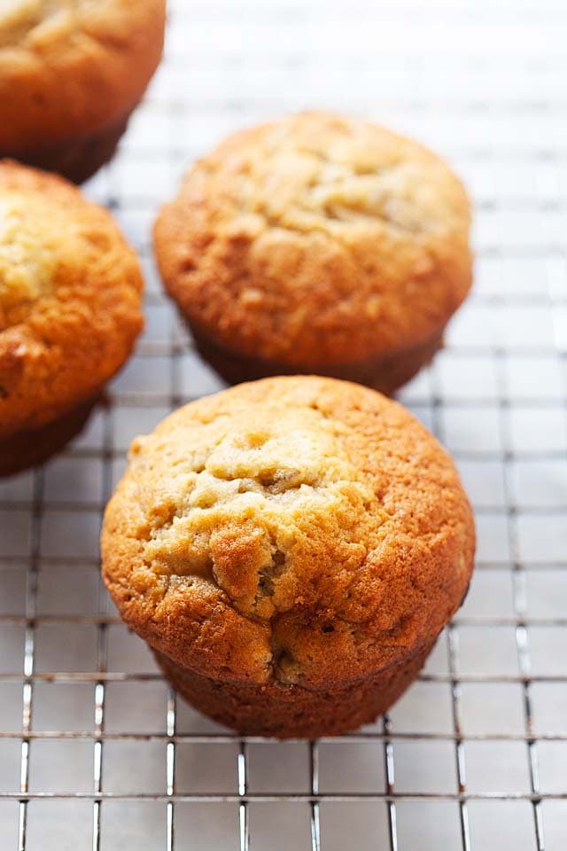 Banana nut muffins in a basket.