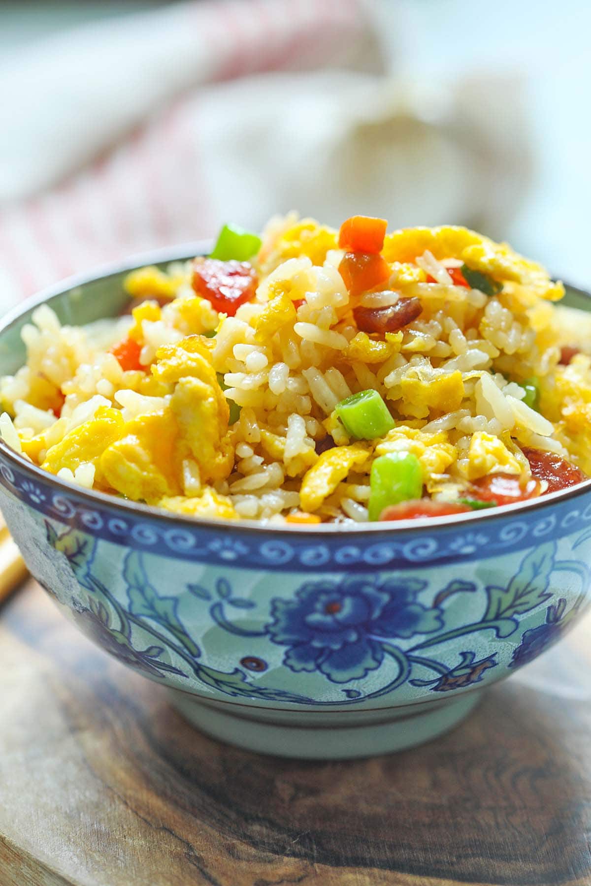 Chinese fried rice recipe with Chinese sausage or lapcheong.