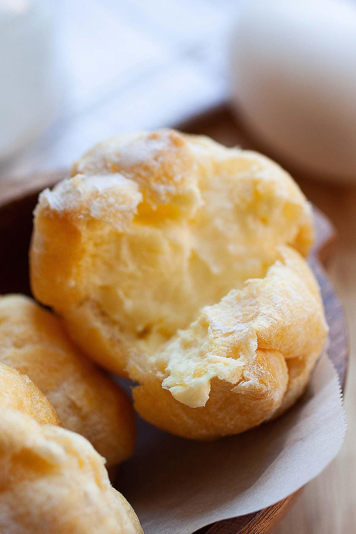 Cream puffs. Fluffy choux pastry filled with creamy custard, so good. You've got to make these cream puffs | rasamalaysia.com