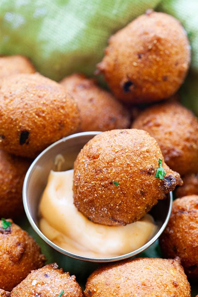 Hushpuppies are deep-fried cornmeal side dish or bread.