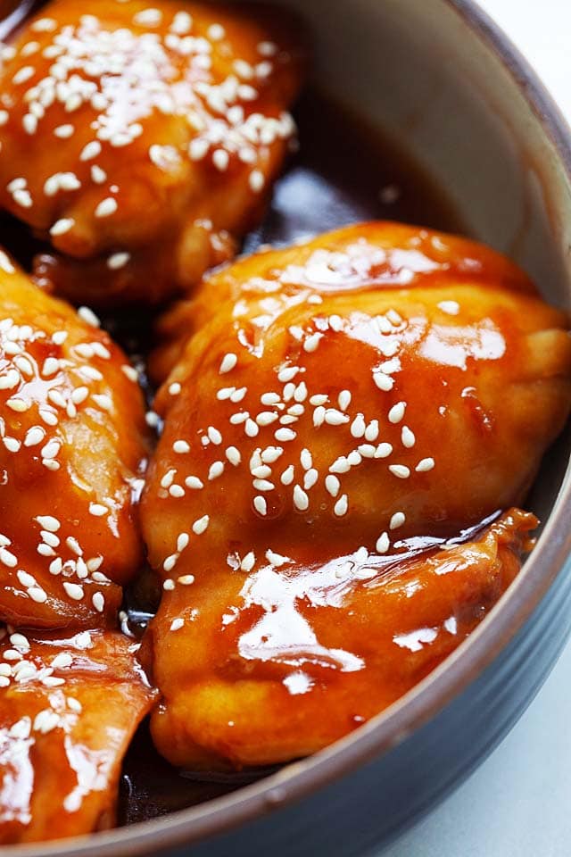 Chicken teriyaki is one of the best chicken thighs Instant Pot recipes.