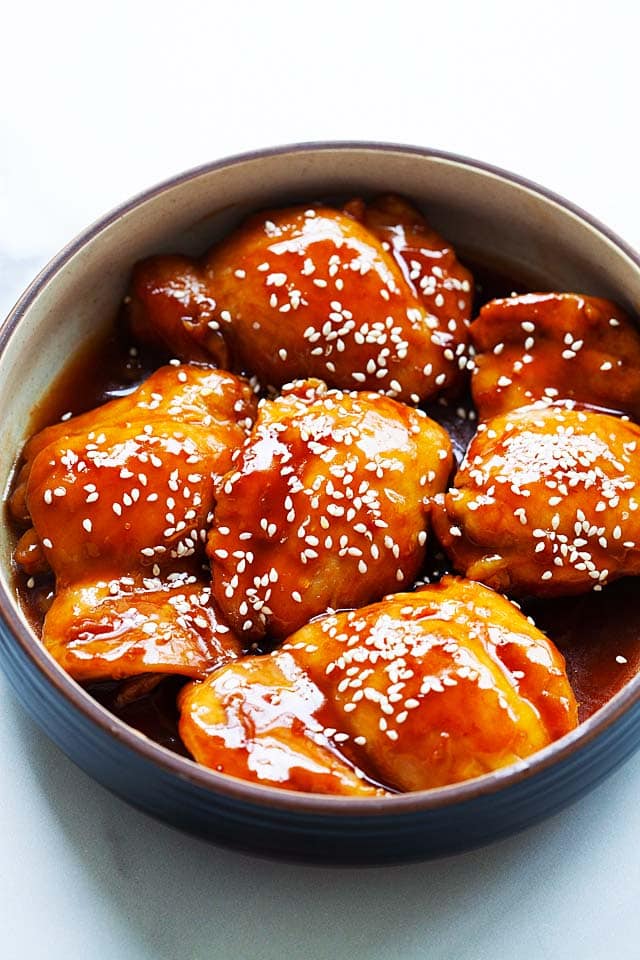Chicken teriyaki cooked in an Instant Pot.