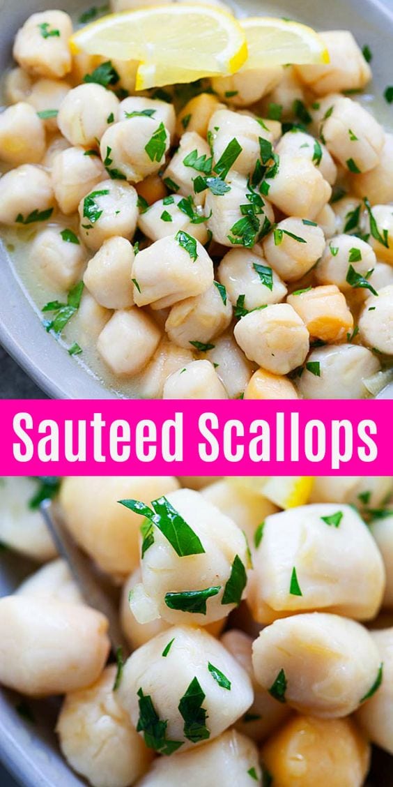 Lemon butter sauteed scallops is one of the best scallop recipes, with lemon butter sauce, garlic and bay scallops. Learn how to cook scallops with this easy 10 minutes recipe on skillet.