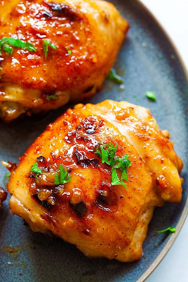 One of the best baked chicken thighs recipes, so tender and juicy.