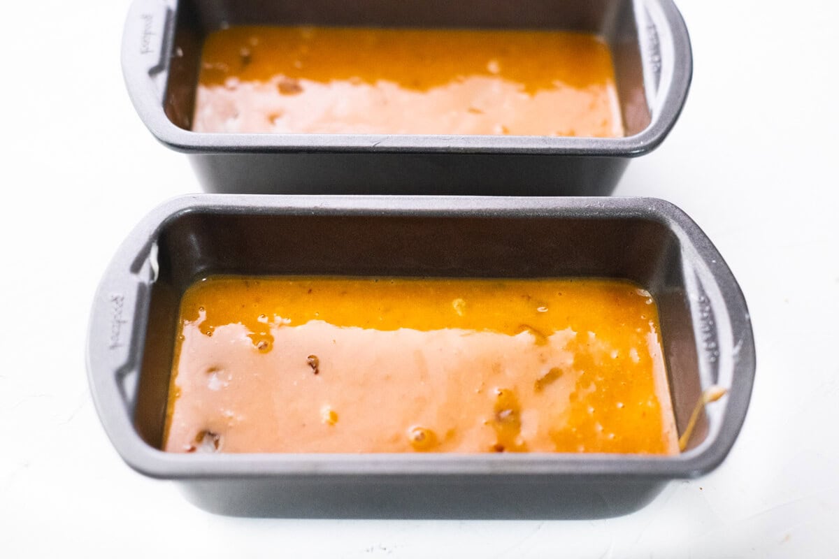 Transfer the batter to a baking pan. 