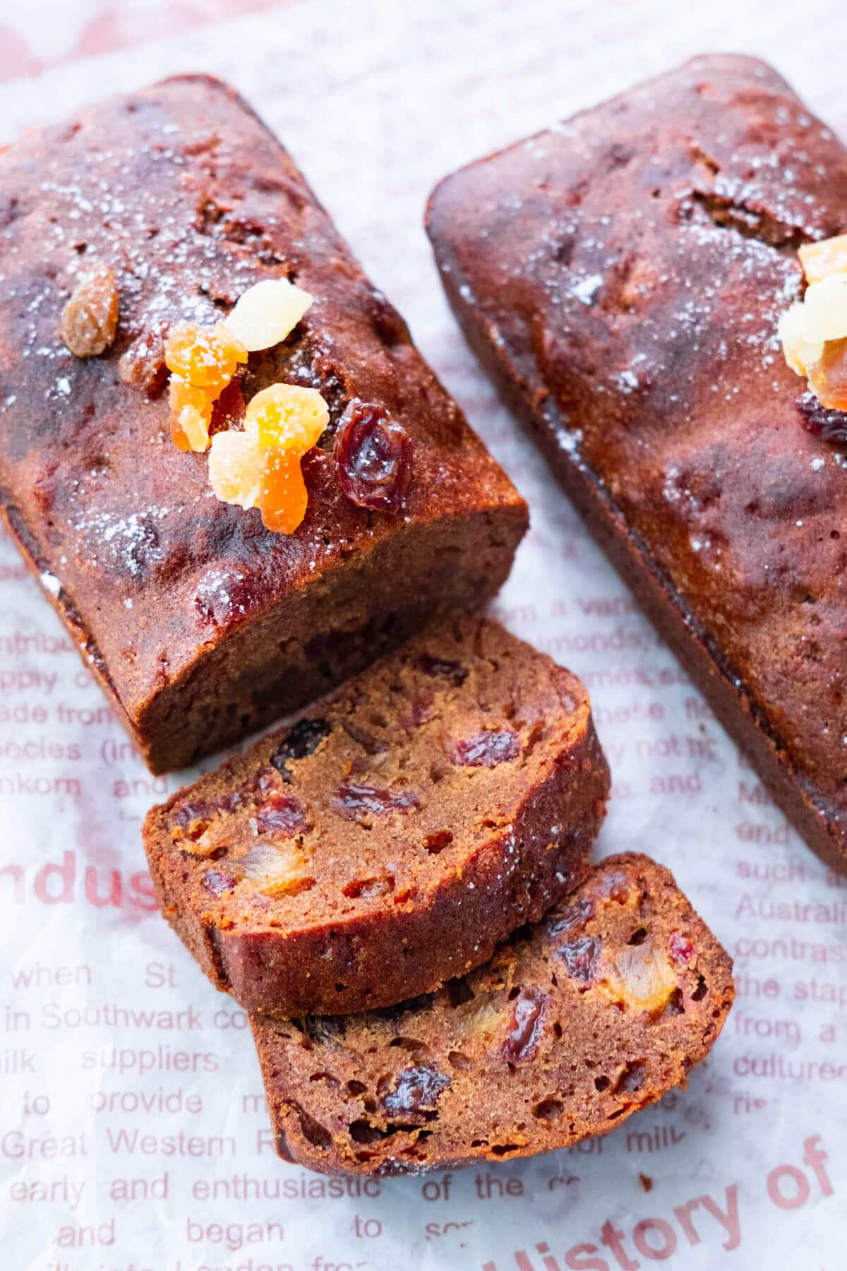 English Christmas fruit cake with dried fruits.