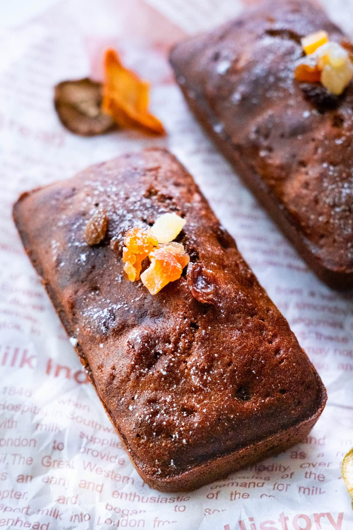 Easy and delicious moist festive fruit cake, ready to serve.