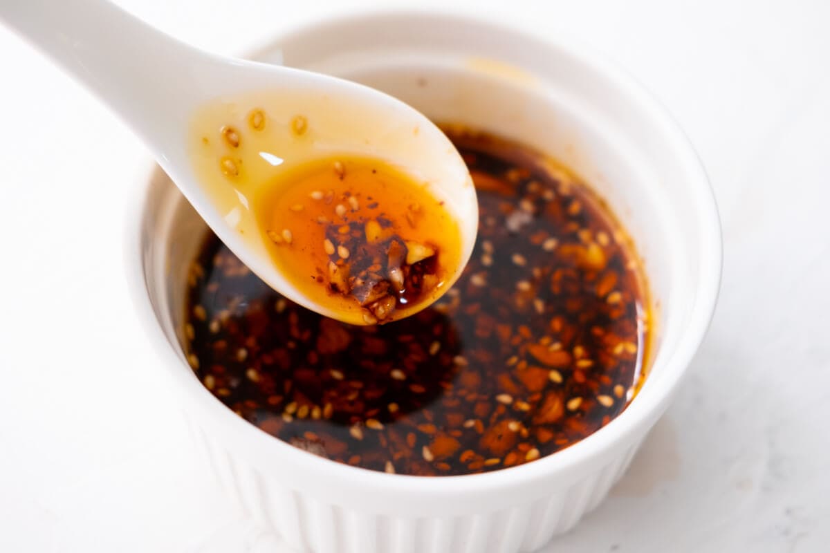 Combine the chili oil with all the sauce ingredients in a small bowl. 