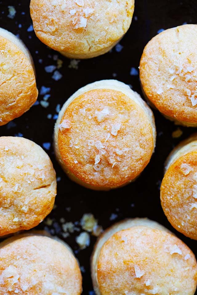 Biscuits recipe that yields high, flaky and crumbly biscuits.