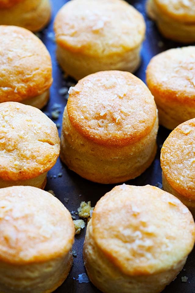 Buttermilk biscuits without baking powder and milk.