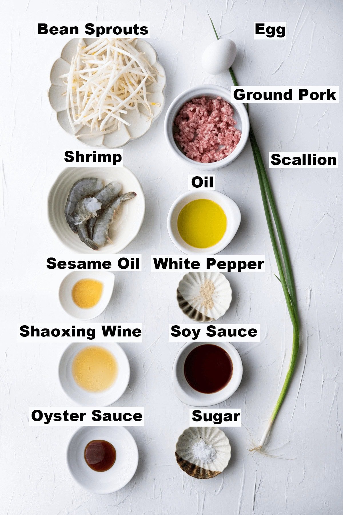 Ingredients for egg foo young recipe. 