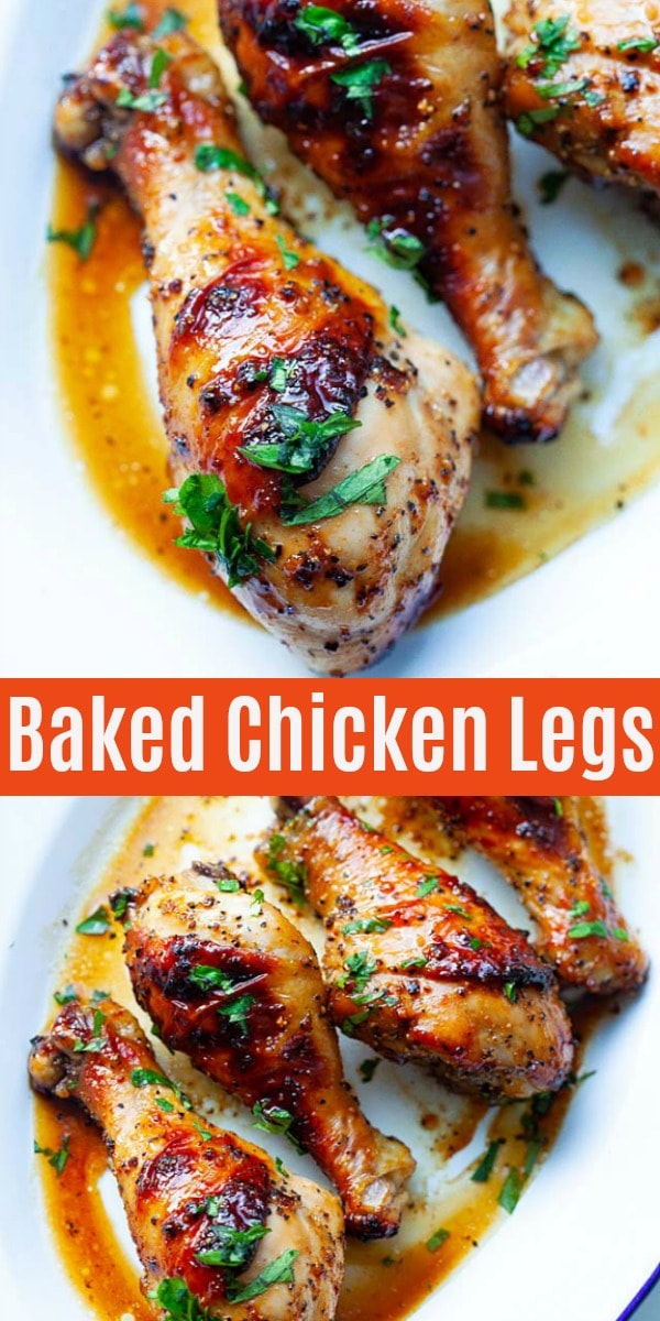 Baked Chicken Legs - one of the best baked chicken legs recipe ever, with honey, lemon pepper seasoning and liquid smoke. Easy recipe with crispy skin chicken drumsticks perfect for tonight's dinner.