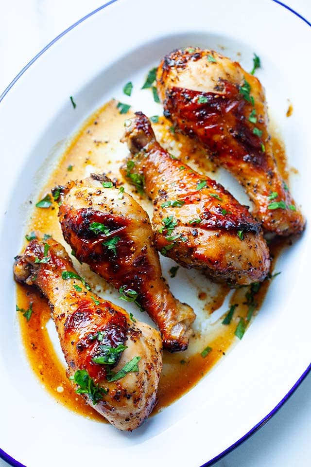One of the best baked chicken legs recipes with crispy skin.