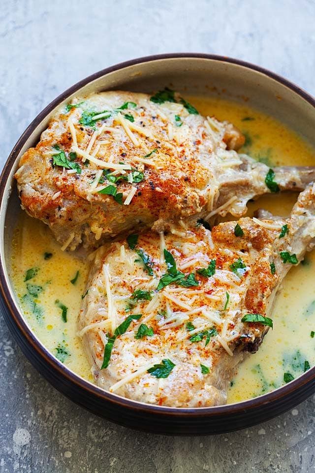 Instant Pot Pork Chops with Garlic Parmesan Sauce Rasa Malaysia