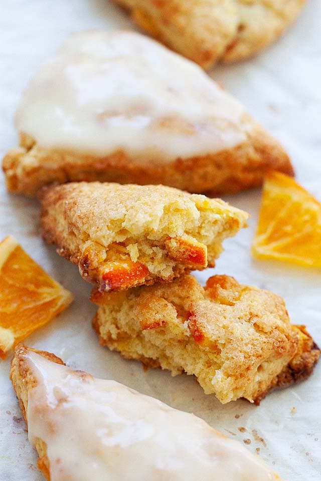 Scone recipe with orange scone glaze.