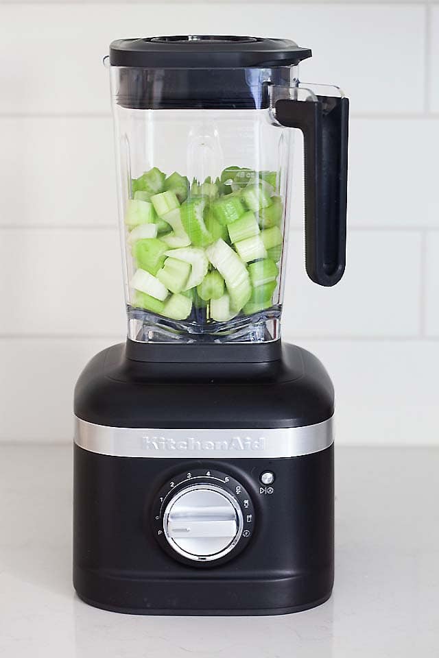 Use an electric blender to make celery juice.
