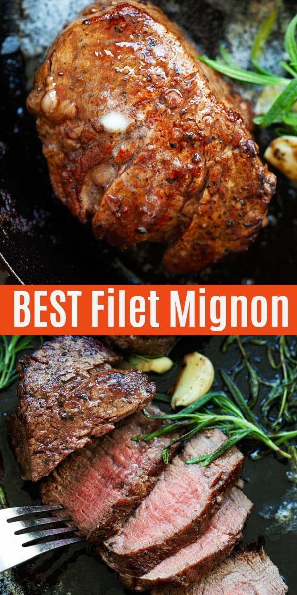 Filet Mignon - learn the best and perfect way to cook filet mignon with this homemade easy Filet Mignon recipe. Tender, juicy, buttery steak that rivals the best steak house with much cheaper price!