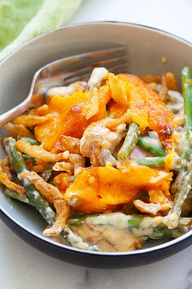 Best and easy green bean casserole from scratch for Thanksgiving and holidays.