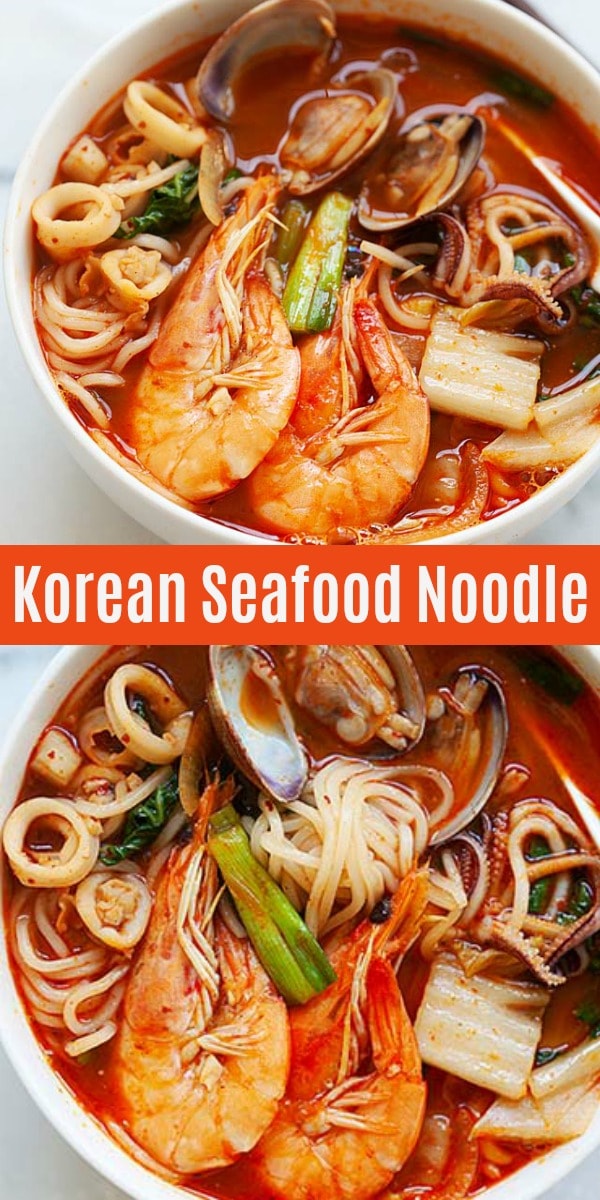 Jjamppong (Korean Seafood Noodle Soup) Rasa Malaysia