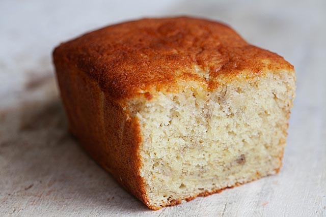 Banana cake using a mini loaf pan.