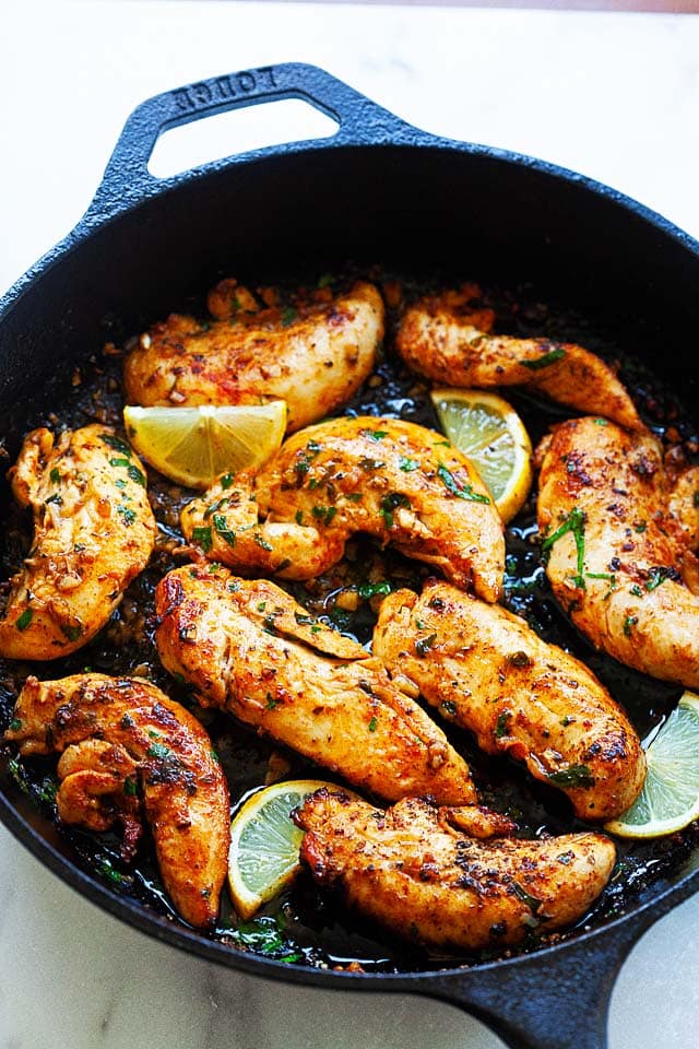 Cast Iron Skillet Chicken Breast with Garlic Herb Butter - Bites