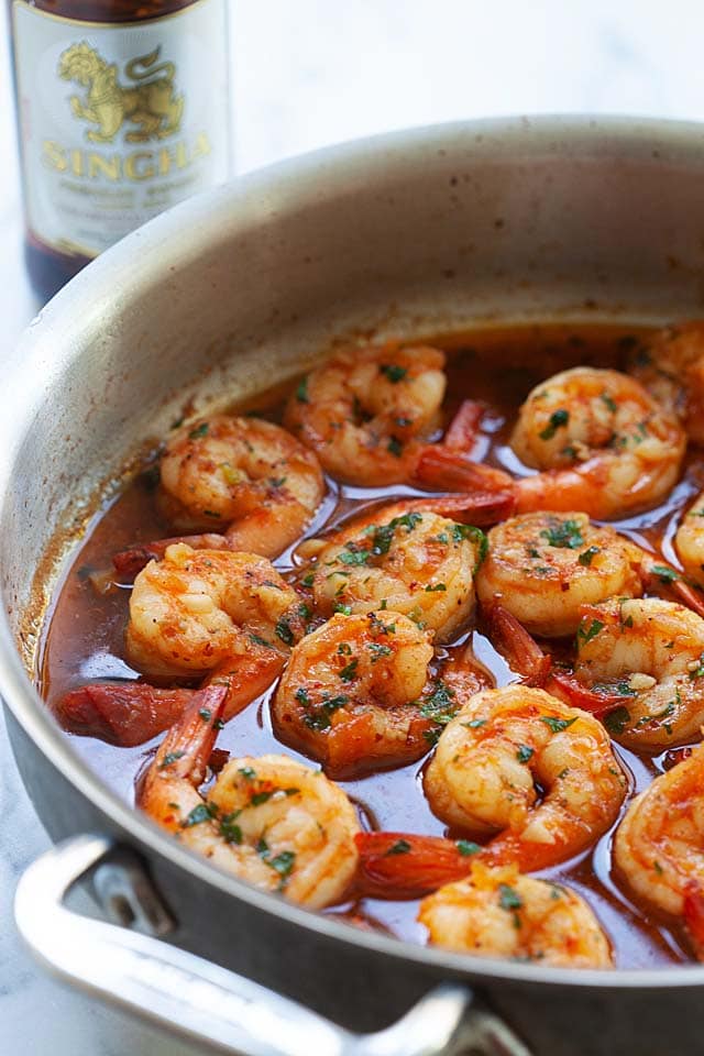 Spicy shrimp beer, ready to serve.