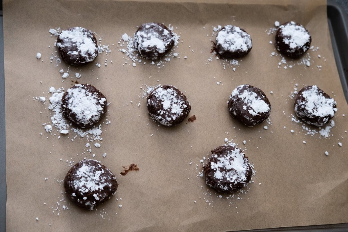 Place the cookie doughs on a baking sheet. 