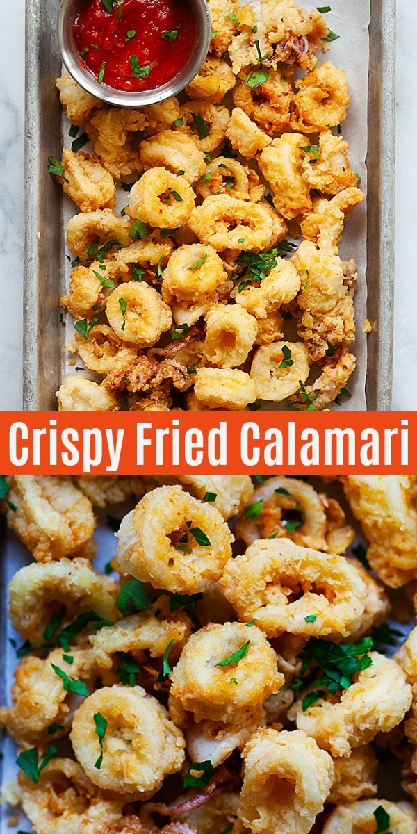 Fried Calamari - 揚げたCalamariのレシピをイタリアンスタイルで。 トマトソースをディップソースとして添えて、これは史上最高のレシピです！特別にカリッとしていて、簡単でおいしい！