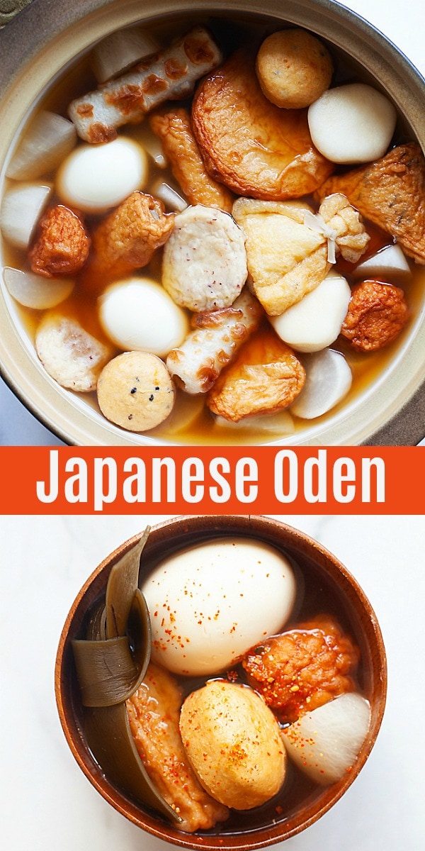 Oden is a Japanese stew made with hard-boiled eggs, daikon, fish cakes and dashi soup as ingredients. Easy and one of the best oden recipes with homemade dashi.