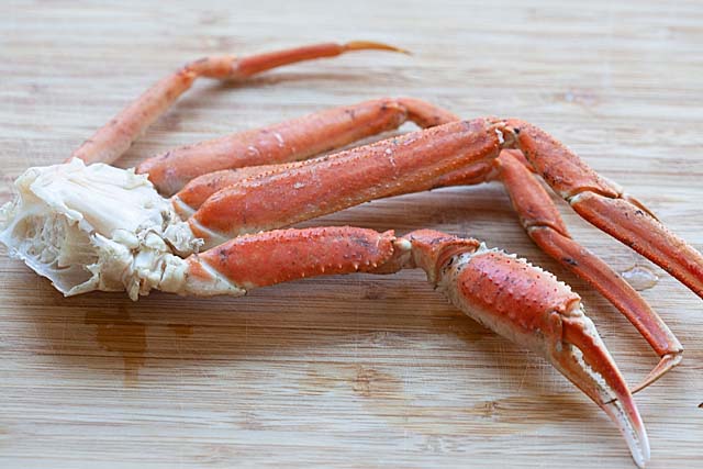 Broiled snow crab.