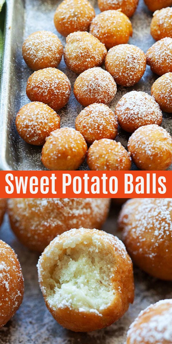 Sweet Potato Balls - crispy deep fried sweet potato dough balls coated with sesame seeds. This Malaysian snack is great for afternoon tea.