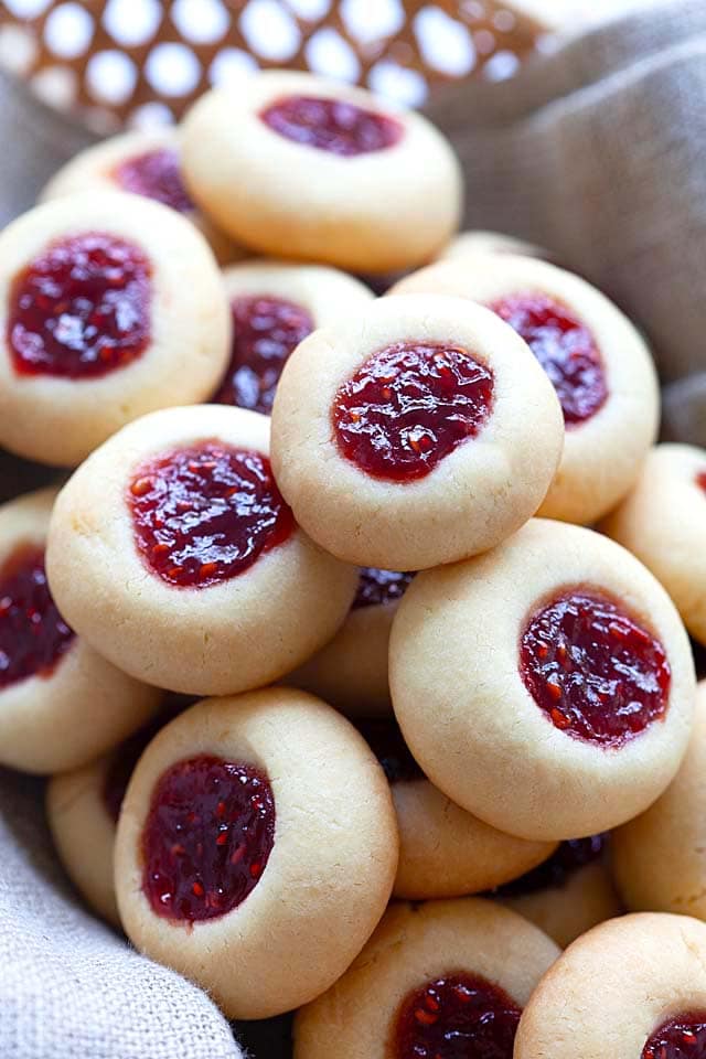 Thumbprint cookies, hot off the oven.