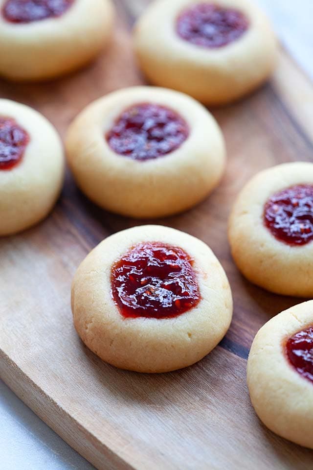 Thumbprint cookie recipe with raspberry jam