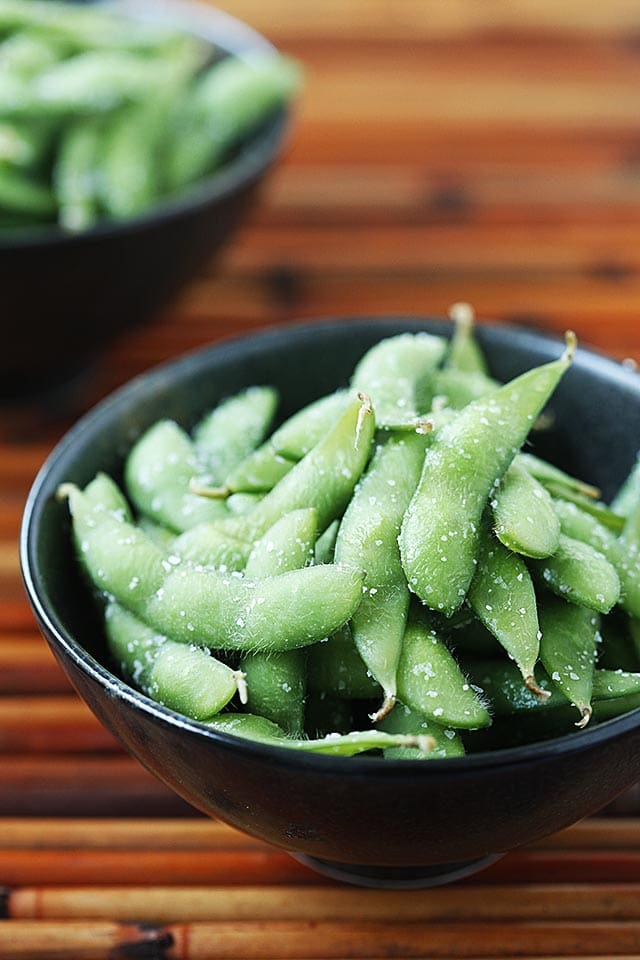 Edamame in a bowl.