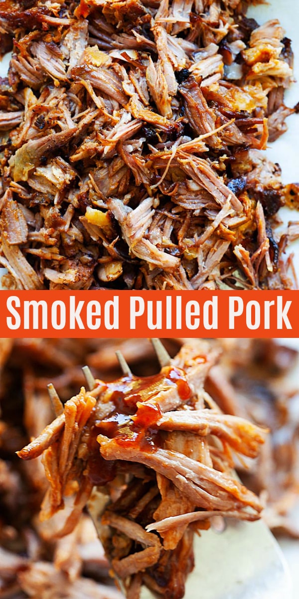 The best pulled pork recipe using oven and stovetop smoker. This pulled pork is fall-off-the-bone tender, smoky, with homemade dry rub seasonings.