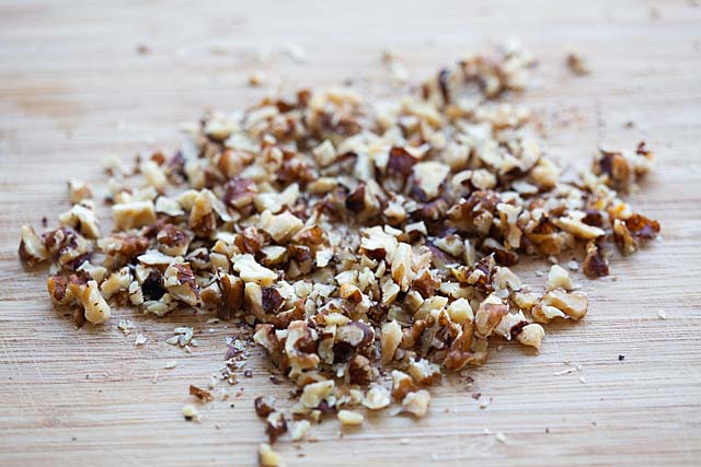 Chopped walnut for banana nut bread.