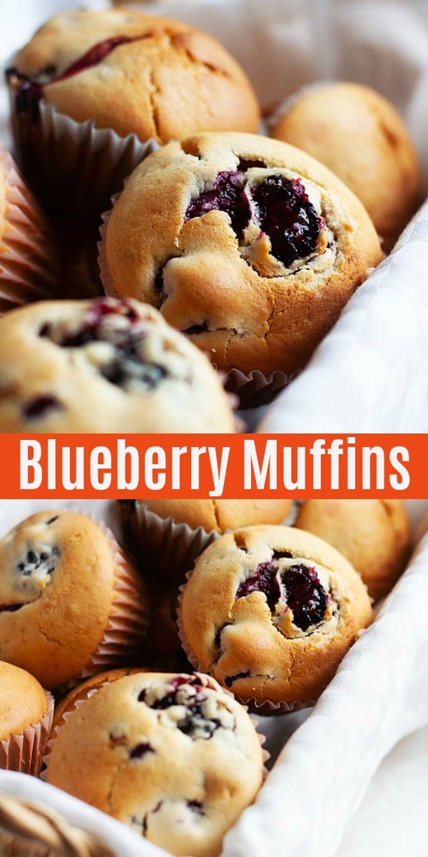 Healthy and best blueberry muffins packed full of juicy blueberries. This easy homemade blueberry muffin recipe is perfect for breakfast.