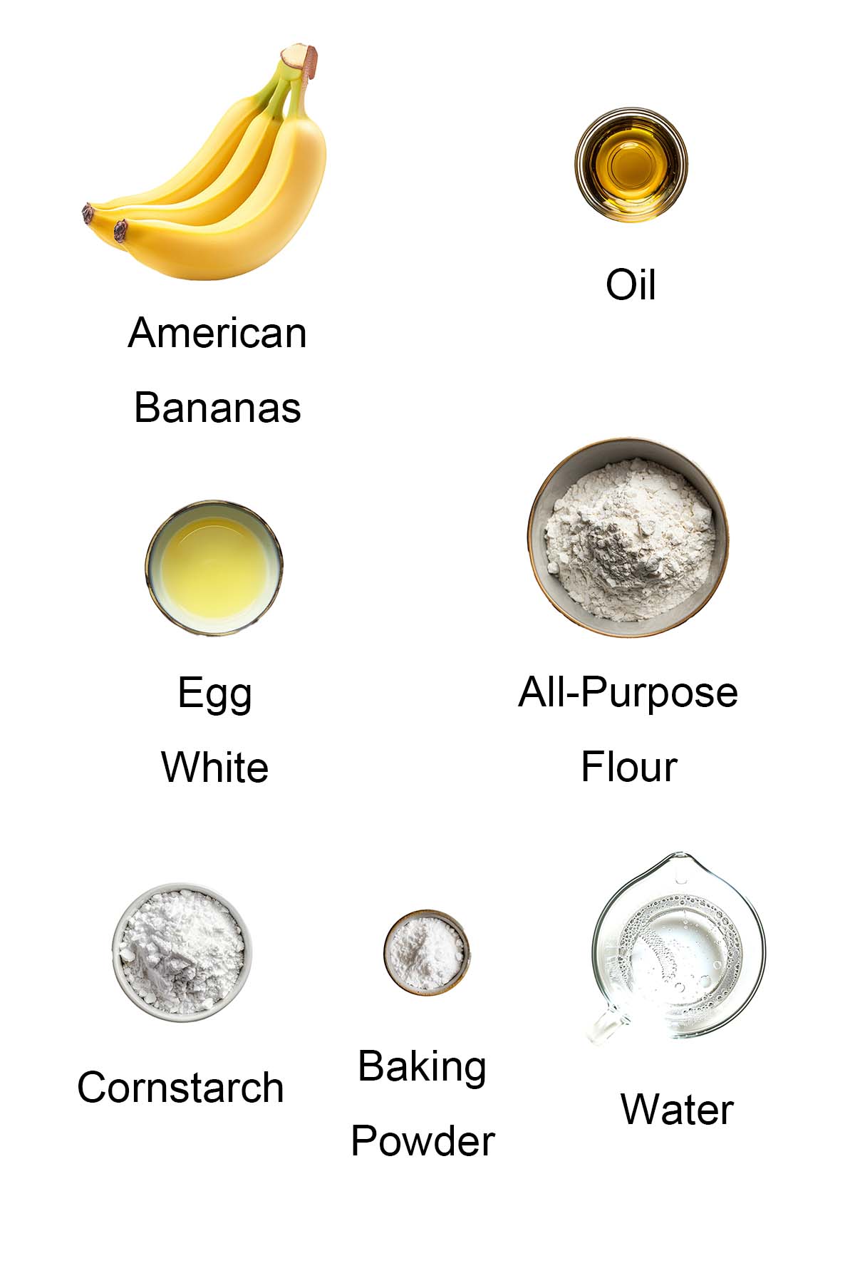 Ingredients for fried bananas.