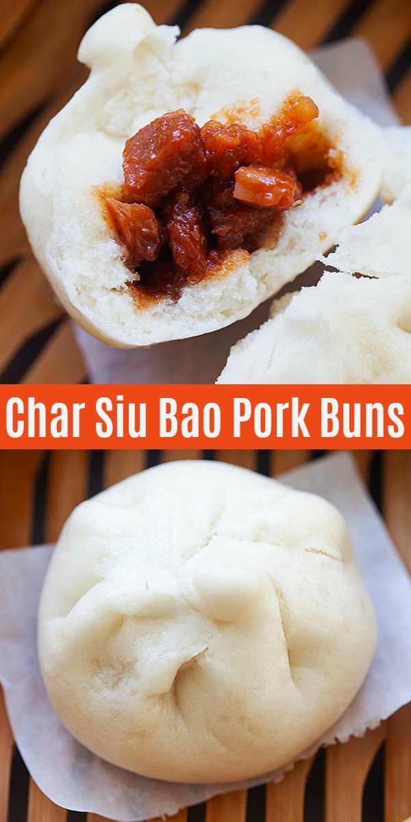 Char Siu Bao are steamed pork buns. Soft, fluffy steamed buns filled with Chinese BBQ pork or char siu. Easy, authentic and the best char siu bao recipe!